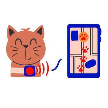 gato en collares con GPS rastreador. geolocalización de un mascota en un móvil aplicación v vector