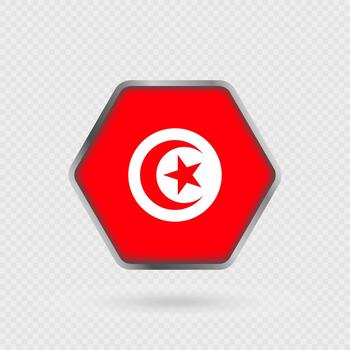 Tunisia flag in a hexagon frame. vector