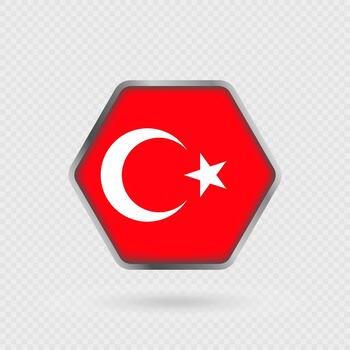Turkey flag in a hexagon frame. vector