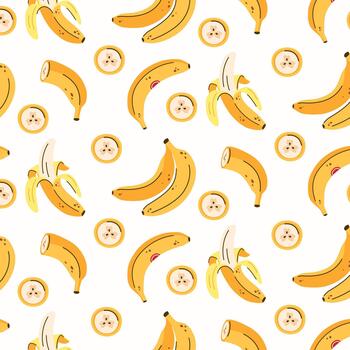 seamless pattern of a yellow banana on a white background. Modern abstract design for paper, covers, and fabrics. vector