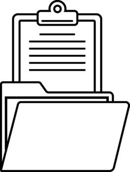Clipboard with document and folder icon vector