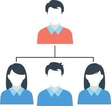 Organizational chart showing a manager and three subordinates vector