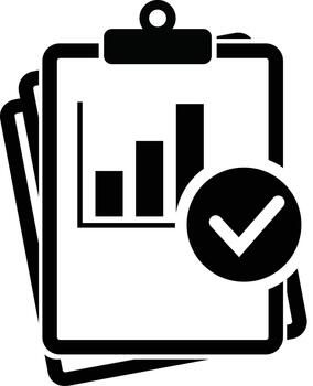 Clipboard with bar chart and checkmark icon vector