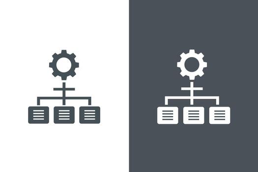 engranaje y documento íconos representando flujo de trabajo y datos administración vector