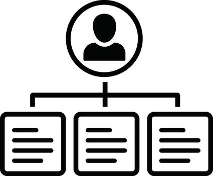 Organization chart icon with person and subitems vector