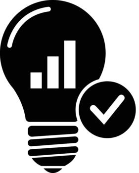 Light bulb with bar graph and check mark vector