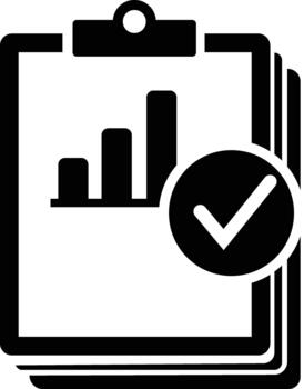 Clipboard with bar chart and checkmark vector
