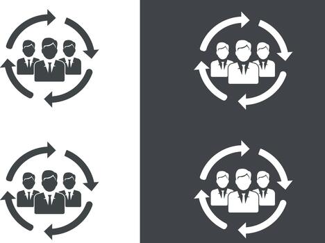 Teamwork and collaboration icon with circular arrows indicating process and workflow vector