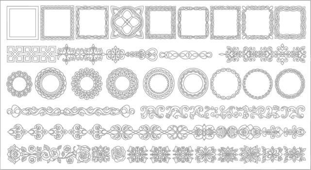 Collection of decorative frame and border outlines, ideal for elegant design projects vector