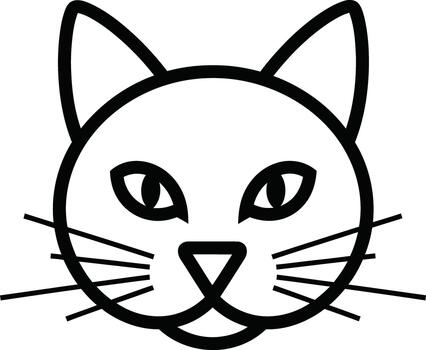 Stylized cat face with pointy ears, triangular nose, and whiskers vector