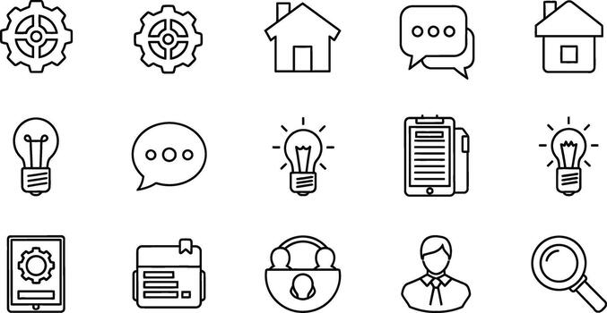 conjunto de contorno iconos, ideal para negocio, tecnología, o web diseño proyectos vector