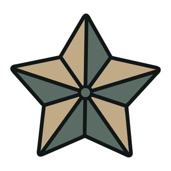 Geometric star with green and beige triangular pattern design vector