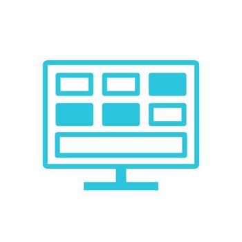 Website on Computer Screen Icon. Isolated on white background. Blue icon set. vector