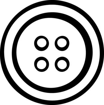 Sketch style round button for sewing and embroidery in simple black and white line art. Notion icon drawn as a doodle, minimalist illustration for tailoring and craft supplies vector