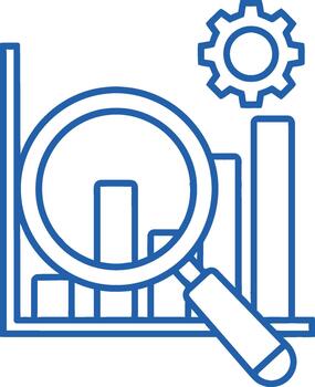 Illustration of data analysis and business intelligence with magnifying glass vector