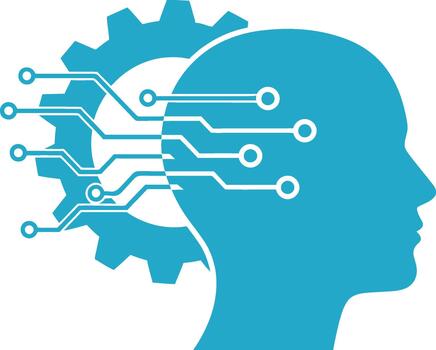 Illustration of artificial intelligence concept with human head and circuit vector