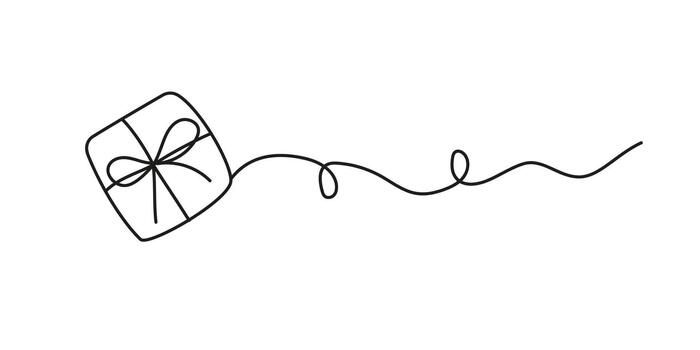 Creative outline of a gift box with ribbon and a playful string effect vector