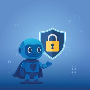 Security robot with shield icon vector