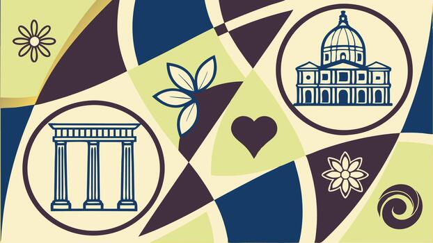 Classical Architecture Abstract Art Nature Fusion vector