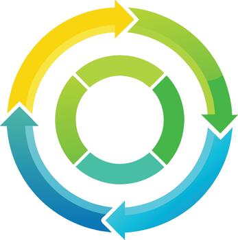 Colorful circular arrows showing a continuous process vector