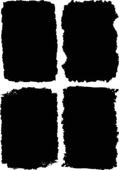 Abstract black paint stain elements isolated on background set of four vertical distressed grunge textures vector