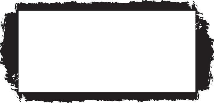 Grunge black rectangular frame brush stroke border element distressed rough texture paint background design vector