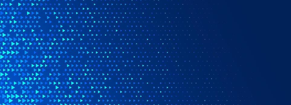 Neon blue triangle texture. Glowing arrow geometric background. Tech triangular mosaic pattern wallpaper. Fading shining arrow gradient for science poster, healthcare banner, business booklet. vector