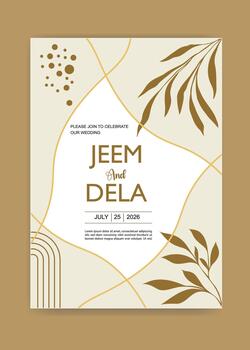 Modern Botanical Wedding Invitation Card vector