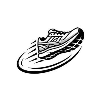 Dynamic running shoe action graphic vector