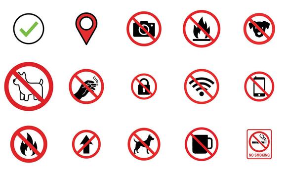 Collection of universal prohibition and restriction signs in format vector