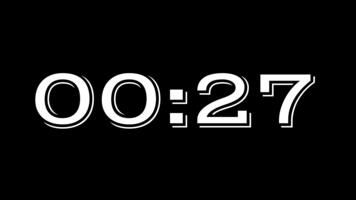 30 secondo conto alla rovescia Timer con bianca numeri su un' nero sfondo video