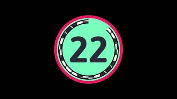25 andra nedräkning timer som visar siffra inuti en grön cirkel med dynamisk cirkulär framsteg animering på svart bakgrund lämplig för deadline timers, presentation video