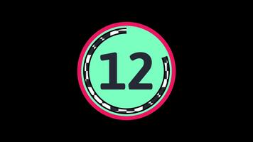 15 second countdown timer showing number inside a green circle with dynamic circular progres animation on black background suitable for deadline timers, presentation video