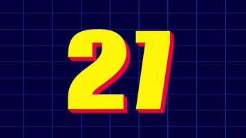 30 andra nedräkning timer i djärv gul siffra med röd skugga på blå rutnät bakgrund perfekt för nedräkning, timer animationer, och rörelse grafik projekt video