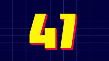 50 second countdown timer in bold yellow number with red shadow on blue grid background perfect for countdown, timer animations, and motion graphics projects video