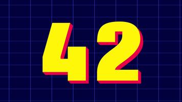 45 second countdown timer in bold yellow number with red shadow on blue grid background perfect for countdown, timer animations, and motion graphics projects video