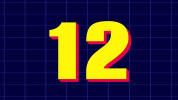 15 andra nedräkning timer i djärv gul siffra med röd skugga på blå rutnät bakgrund perfekt för nedräkning, timer animationer, och rörelse grafik projekt video