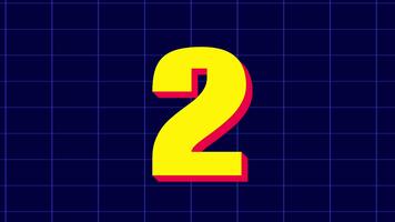 5 andra nedräkning timer i djärv gul siffra med röd skugga på blå rutnät bakgrund perfekt för nedräkning, timer animationer, och rörelse grafik projekt video