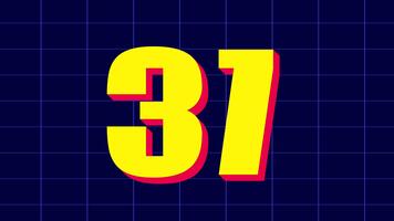 40 andra nedräkning timer i djärv gul siffra med röd skugga på blå rutnät bakgrund perfekt för nedräkning, timer animationer, och rörelse grafik projekt video