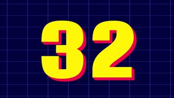 35 andra nedräkning timer i djärv gul siffra med röd skugga på blå rutnät bakgrund perfekt för nedräkning, timer animationer, och rörelse grafik projekt video