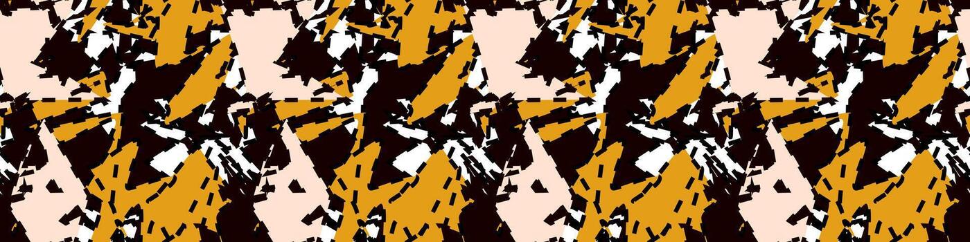 resumen afligido mostaza y negro geométrico sin costura borde. modelo textura. grunge amarillo y negro caótico raya diseño. resumen geométrico sin costura impresión. modelo áspero vector