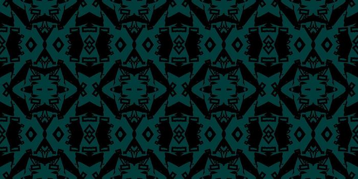 negrita negro y verde azulado geométrico sin costura modelo. oscuro turquesa resumen gráfico embaldosado antecedentes. vibrante resumen geométrico impresión para tela. sencillo gráfico teja. minimalista verde azulado y negro fondo de pantalla vector