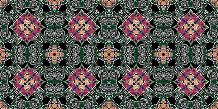 Abstract Mosaic Tiling Texture. paisley seamless. Luxurious Black and Teal Ornate Geometric Print. Deep Teal Abstract Seamless Stipple Pattern. Symmetrical Dot Pattern Full Frame vector