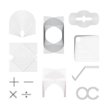 Bohemian Linear Retro Abstract Shape Design Set vector