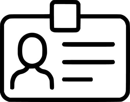 un contorno icono representando un carné de identidad tarjeta, identificación, empleado insignia, usuario perfil, y personal acceso cartas credenciales vector