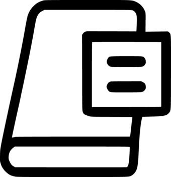 An outline icon representing reading a book and taking notes, studying, learning, or adding remarks to a document. vector