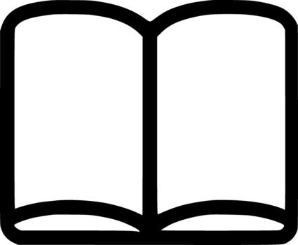 An outline icon representing a blank open book, reading, writing, a new start, or educational content template vector