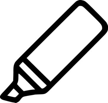 An outline icon representing a highlighter marker for studying, marking important text, and emphasizing notes vector