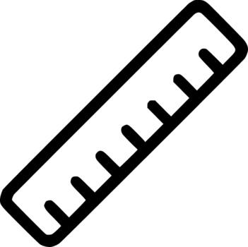An outline icon representing a ruler for measurement, geometry, drawing straight lines, and scaling or size concept vector