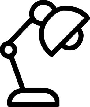 An outline icon representing a flexible desk lamp, study light, illumination, office, and reading environment vector